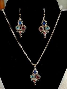 💎 BRIGHTON Silver ‘ELORA GEMS’ Swarovski Crystal Necklace & Earrings Set